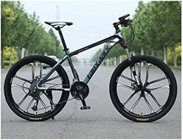 HCMNME Bike HCMNME durable bicycle, Outdoor sports MTB Front Suspension 30 Speed Gears Mountain Bike 26" 10 Spoke Wheel with Dual Oil Brakes And HighCarbon Steel Frame, Gray Outdoor sports Mountain Bike Allo