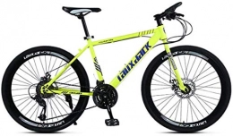 HCMNME Mountain Bike HCMNME Mountain Bikes, 24 / 26 inch mountain bike bicycle male and female variable speed road racing light bicycle spoke wheel Alloy frame with Disc Brakes (Color : Yellow, Size : 24 inches)