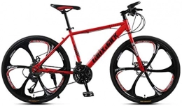 HCMNME Mountain Bike HCMNME Mountain Bikes, 24 / 26 inch mountain bike bicycle male and female variable speed road racing light pedal bicycle six-wheel Alloy frame with Disc Brakes (Color : Red, Size : 26 inches)