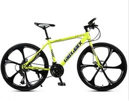 HCMNME Bike HCMNME Mountain Bikes, 24 / 26 inch mountain bike bicycle male and female variable speed road racing light pedal bicycle six-wheel Alloy frame with Disc Brakes (Color : Yellow, Size : 24 inches)