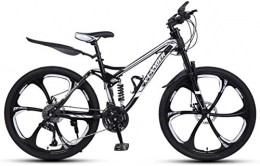 HCMNME Bike HCMNME Mountain Bikes, 24 inch downhill soft tail mountain bike variable speed male and female six-wheel mountain bike Alloy frame with Disc Brakes (Color : Black and silver, Size : 21 speed)