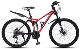 HCMNME Mountain Bike HCMNME Mountain Bikes, 24 inch downhill soft tail mountain bike variable speed male and female spoke wheel mountain bike Alloy frame with Disc Brakes (Color : Black red, Size : 21 speed)