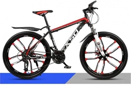 HCMNME Bike HCMNME Mountain Bikes, 24 inch mountain bike adult male and female variable speed light road racing ten-knife wheel Alloy frame with Disc Brakes (Color : Black red, Size : 21 speed)