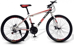 HCMNME Mountain Bike HCMNME Mountain Bikes, 24 inch mountain bike adult male and female variable speed travel bicycle spoke wheel Alloy frame with Disc Brakes (Color : White Red, Size : 21 speed)