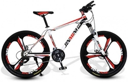 HCMNME Mountain Bike HCMNME Mountain Bikes, 24 inch mountain bike adult men and women variable speed transportation bicycle three-knife wheel Alloy frame with Disc Brakes (Color : White Red, Size : 21 speed)