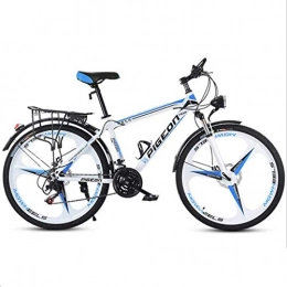 HCMNME Bike HCMNME Mountain Bikes, 24 inch mountain bike adult men's and women's bicycles variable speed city light bicycle integrated wheel Alloy frame with Disc Brakes (Color : White blue, Size : 21 speed)