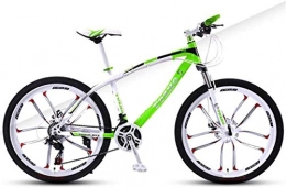HCMNME Bike HCMNME Mountain Bikes, 24 inch mountain bike adult variable speed damping bicycle double disc brake ten-wheel bicycle Alloy frame with Disc Brakes (Color : White and green, Size : 27 speed)