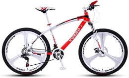 HCMNME Mountain Bike HCMNME Mountain Bikes, 24 inch mountain bike adult variable speed damping bicycle off-road double disc brake three-wheeled bicycle Alloy frame with Disc Brakes (Color : White Red, Size : 30 speed)