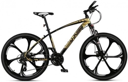 HCMNME Mountain Bike HCMNME Mountain Bikes, 24 inch mountain bike male and female adult ultralight racing light bicycle six-cutter wheel Alloy frame with Disc Brakes (Color : Black gold, Size : 27 speed)