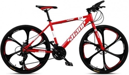 HCMNME Bike HCMNME Mountain Bikes, 24 inch mountain bike male and female adult ultralight variable speed bicycle six-wheel Alloy frame with Disc Brakes (Color : Red, Size : 21 speed)