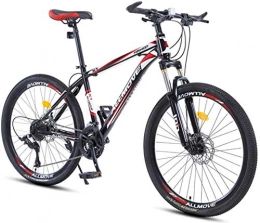 HCMNME Bike HCMNME Mountain Bikes, 24 inch mountain bike male and female adult variable speed racing ultra-light bicycle 40 cutter wheels Alloy frame with Disc Brakes (Color : Black red, Size : 21 speed)