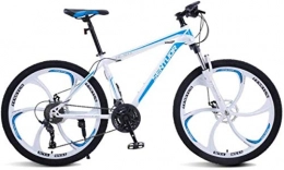HCMNME Bike HCMNME Mountain Bikes, 24-inch mountain bike, off-road variable speed racing light bicycle six cutter wheels Alloy frame with Disc Brakes (Color : White blue, Size : 21 speed)