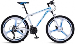 HCMNME Bike HCMNME Mountain Bikes, 24 inch mountain bike off-road variable speed racing light bicycle tri-cutter Alloy frame with Disc Brakes (Color : White blue, Size : 27 speed)