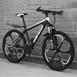 HCMNME Bike HCMNME Mountain Bikes, 24-inch mountain bike variable speed off-road shock-absorbing bicycle light road racing six-wheel Alloy frame with Disc Brakes (Color : Black and white, Size : 21 speed)