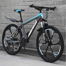 HCMNME Bike HCMNME Mountain Bikes, 24-inch mountain bike variable speed off-road shock-absorbing bicycle light road racing six-wheel Alloy frame with Disc Brakes (Color : Black blue, Size : 27 speed)