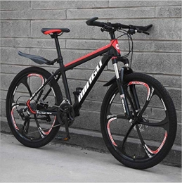 HCMNME Bike HCMNME Mountain Bikes, 24-inch mountain bike variable speed off-road shock-absorbing bicycle light road racing six-wheel Alloy frame with Disc Brakes (Color : Black red, Size : 24 speed)