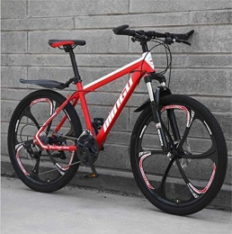 HCMNME Mountain Bike HCMNME Mountain Bikes, 24-inch mountain bike variable speed off-road shock-absorbing bicycle light road racing six-wheel Alloy frame with Disc Brakes (Color : Red, Size : 27 speed)