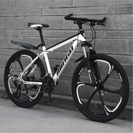 HCMNME Bike HCMNME Mountain Bikes, 24-inch mountain bike variable speed off-road shock-absorbing bicycle light road racing six-wheel Alloy frame with Disc Brakes (Color : White black, Size : 24 speed)