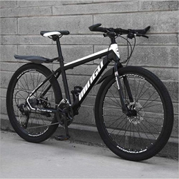 HCMNME Bike HCMNME Mountain Bikes, 24 inch mountain bike variable speed off-road shock-absorbing bicycle light road racing spoke wheel Alloy frame with Disc Brakes (Color : Black and white, Size : 21 speed)