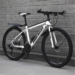 HCMNME Bike HCMNME Mountain Bikes, 24 inch mountain bike variable speed off-road shock-absorbing bicycle light road racing spoke wheel Alloy frame with Disc Brakes (Color : White black, Size : 21 speed)