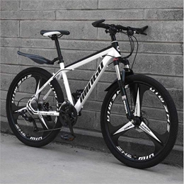 HCMNME Bike HCMNME Mountain Bikes, 24-inch mountain bike variable speed off-road shock-absorbing bicycle lightweight road racing three-wheel Alloy frame with Disc Brakes (Color : White black, Size : 30 speed)