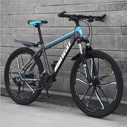 HCMNME Bike HCMNME Mountain Bikes, 24-inch mountain bike, variable speed, off-road shock-absorbing bicycle, portable road racing ten-knife wheel Alloy frame with Disc Brakes (Color : Black blue, Size : 24 speed)
