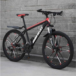 HCMNME Bike HCMNME Mountain Bikes, 24-inch mountain bike, variable speed, off-road shock-absorbing bicycle, portable road racing ten-knife wheel Alloy frame with Disc Brakes (Color : Black red, Size : 27 speed)