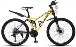 HCMNME Bike HCMNME Mountain Bikes, 26 inch downhill soft tail mountain bike variable speed male and female spoke wheel mountain bike Alloy frame with Disc Brakes (Color : Yellow, Size : 24 speed)