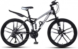 HCMNME Mountain Bike HCMNME Mountain Bikes, 26 inch downhill soft tail mountain bike variable speed male and female ten-wheel mountain bike Alloy frame with Disc Brakes (Color : Black and silver, Size : 27 speed)