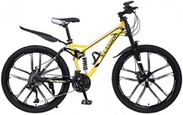 HCMNME Bike HCMNME Mountain Bikes, 26 inch downhill soft tail mountain bike variable speed male and female ten-wheel mountain bike Alloy frame with Disc Brakes (Color : Yellow, Size : 24 speed)