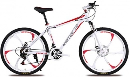 HCMNME Bike HCMNME Mountain Bikes, 26 inch mountain bike adult male and female variable speed bicycle six cutter wheels Alloy frame with Disc Brakes (Color : White Red, Size : 24 speed)