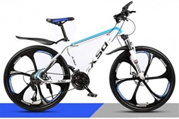 HCMNME Bike HCMNME Mountain Bikes, 26 inch mountain bike adult men and women variable speed light road racing six cutter wheels Alloy frame with Disc Brakes (Color : White blue, Size : 21 speed)