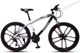 HCMNME Bike HCMNME Mountain Bikes, 26 inch mountain bike adult variable speed damping bicycle double disc brake ten-wheel bicycle Alloy frame with Disc Brakes (Color : White black, Size : 24 speed)