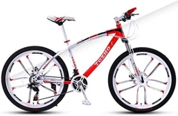 HCMNME Bike HCMNME Mountain Bikes, 26 inch mountain bike adult variable speed damping bicycle double disc brake ten-wheel bicycle Alloy frame with Disc Brakes (Color : White Red, Size : 27 speed)