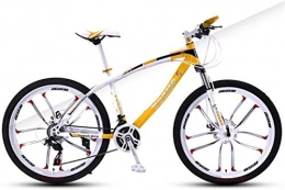 HCMNME Bike HCMNME Mountain Bikes, 26 inch mountain bike adult variable speed damping bicycle double disc brake ten-wheel bicycle Alloy frame with Disc Brakes (Color : White yellow, Size : 30 speed)