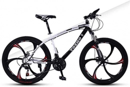 HCMNME Bike HCMNME Mountain Bikes, 26 inch mountain bike adult variable speed shock absorber bicycle dual disc brake six blade wheel bicycle Alloy frame with Disc Brakes (Color : White black, Size : 24 speed)