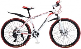 HCMNME Bike HCMNME Mountain Bikes, 26 inch mountain bike bicycle male and female variable speed city aluminum alloy bicycle spoke wheel Alloy frame with Disc Brakes (Color : White Red, Size : 27 speed)