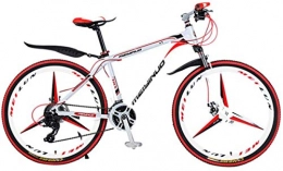HCMNME Bike HCMNME Mountain Bikes, 26 inch mountain bike bicycle male and female variable speed city aluminum alloy bicycle tri-cutter Alloy frame with Disc Brakes (Color : White Red, Size : 21 speed)