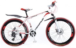 HCMNME Bike HCMNME Mountain Bikes, 26 inch mountain bike bicycle male and female variable speed urban aluminum alloy bicycle 40 cutter wheels Alloy frame with Disc Brakes (Color : White Red, Size : 24 speed)