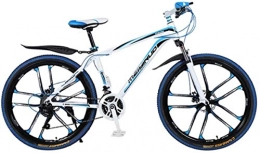 HCMNME Bike HCMNME Mountain Bikes, 26 inch mountain bike bicycle male and female variable speed urban aluminum alloy bicycle ten cutter wheels Alloy frame with Disc Brakes (Color : White blue, Size : 21 speed)
