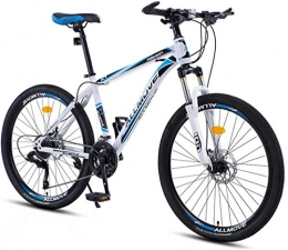 HCMNME Bike HCMNME Mountain Bikes, 26 inch mountain bike male and female adult variable speed racing ultra light bicycle 40 cutter wheels Alloy frame with Disc Brakes (Color : White blue, Size : 21 speed)
