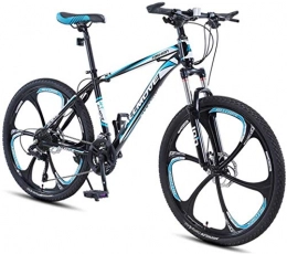 HCMNME Bike HCMNME Mountain Bikes, 26 inch mountain bike male and female adult variable speed racing ultra-light bicycle six-cutter wheel Alloy frame with Disc Brakes (Color : Black blue, Size : 21 speed)