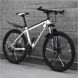 HCMNME Bike HCMNME Mountain Bikes, 26 inch mountain bike variable speed cross-country shock-absorbing bicycle portable road racing ten-blade Alloy frame with Disc Brakes (Color : White black, Size : 27 speed)
