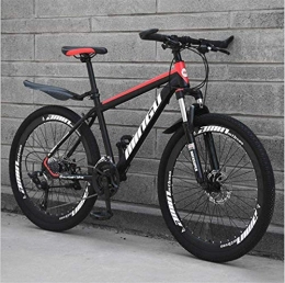 HCMNME Bike HCMNME Mountain Bikes, 26 inch mountain bike variable speed off-road shock-absorbing bicycle light road racing 40 cutter wheels Alloy frame with Disc Brakes (Color : Black red, Size : 30 speed)
