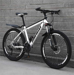 HCMNME Bike HCMNME Mountain Bikes, 26 inch mountain bike variable speed off-road shock-absorbing bicycle light road racing 40 cutter wheels Alloy frame with Disc Brakes (Color : White black, Size : 30 speed)