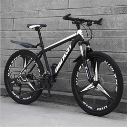 HCMNME Bike HCMNME Mountain Bikes, 26 inch mountain bike variable speed off-road shock-absorbing bicycle light road racing three-wheel Alloy frame with Disc Brakes (Color : Black and white, Size : 27 speed)