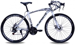 HCMNME Bike HCMNME Mountain Bikes, 26-inch road bike variable speed corner double disc brakes racing bicycle 40 cutter wheels Alloy frame with Disc Brakes (Color : White black, Size : 21 speed)