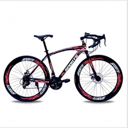 HCMNME Bike HCMNME Mountain Bikes, 26-inch road bike with variable speed bend and double disc brakes, racing bike, 60 cutter wheels Alloy frame with Disc Brakes (Color : Black red, Size : 24 speed)
