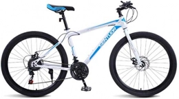 HCMNME Mountain Bike HCMNME Mountain Bikes, 26 inch spoke wheel for mountain bike off-road variable speed racing light bicycle Alloy frame with Disc Brakes (Color : White blue, Size : 21 speed)