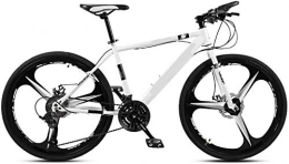 HFM Bike HFM 26 Inch Mountain Bikes, Men's Dual Disc Brake Hardtail Mountain Bike, Bicycle Adjustable Seat, High-carbon Steel Frame, 3 Spoke, White, 21 Speed